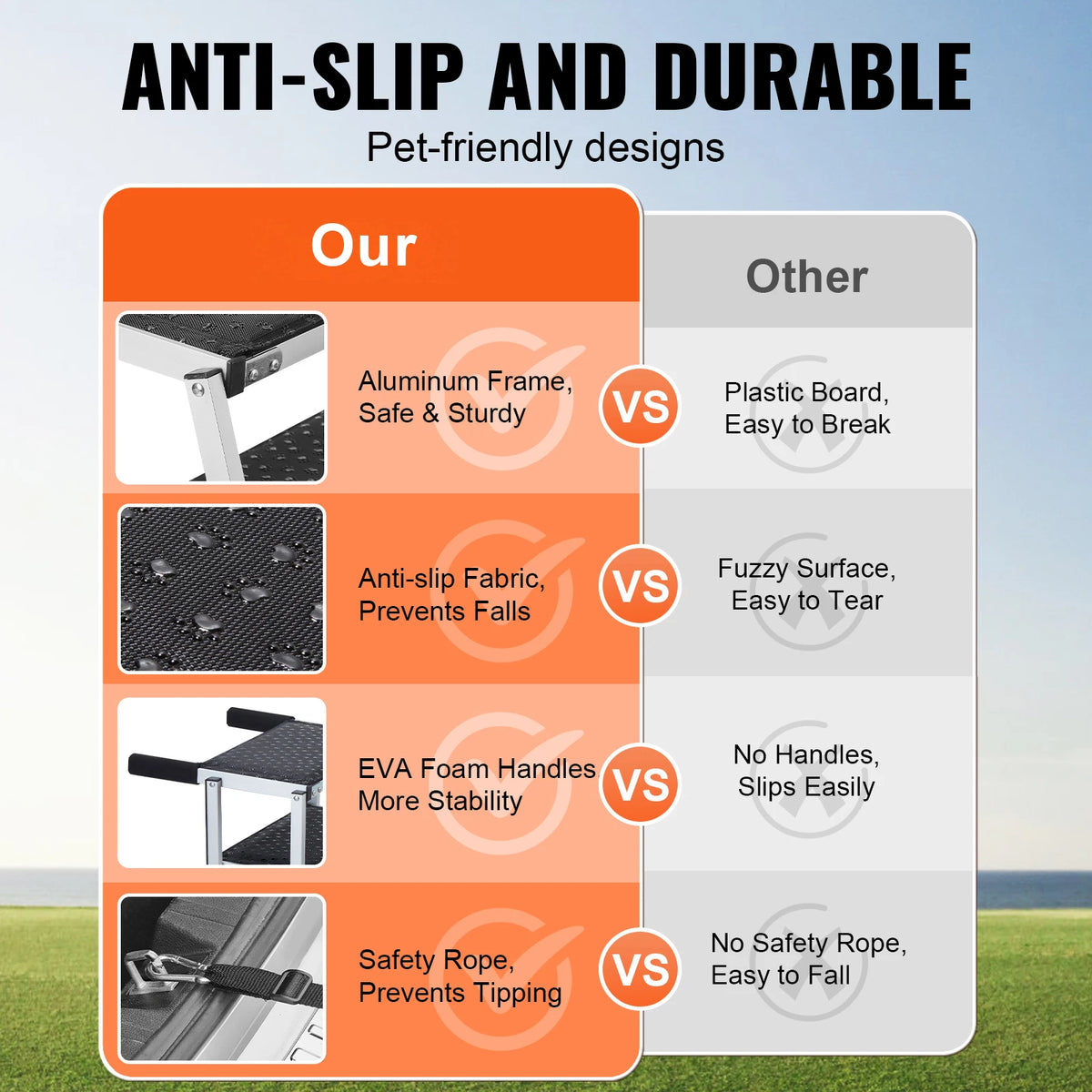 SucceBuy Folding Aluminum Dog Steps for Cars SUVs and Trucks