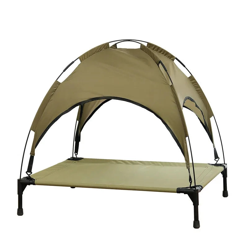 Elevated Pet Bed With Detachable Sunshade Canopy And Breathable Mesh