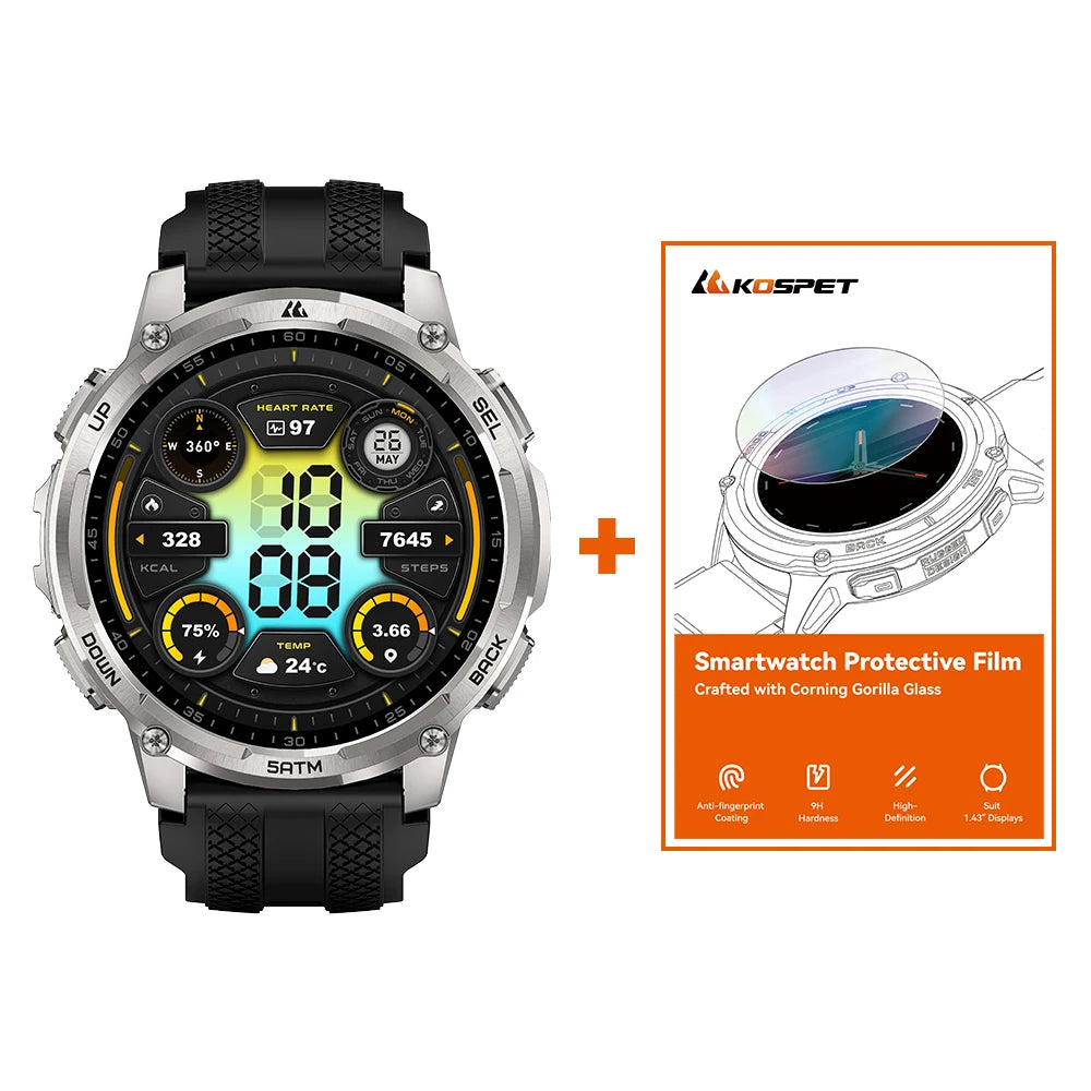 KOSPET TANK T4C Rugged GPS Smartwatch With Flashlight Fitness Tracker