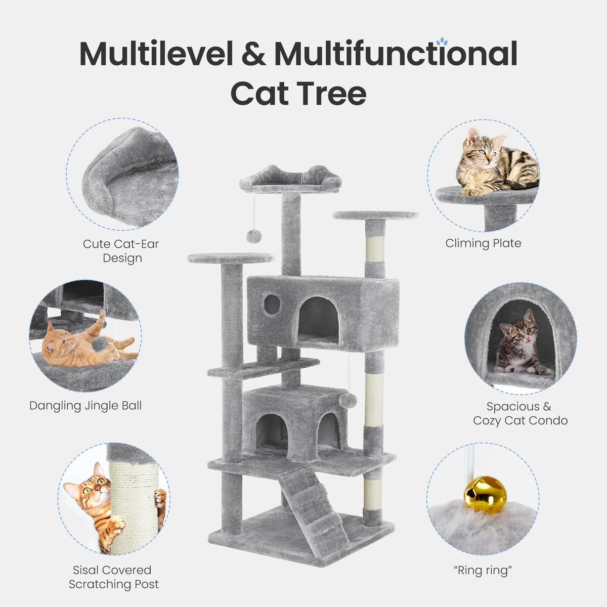 MCQ Indoor Cat Tree Multi Level Scratching Post Climbing Ladder