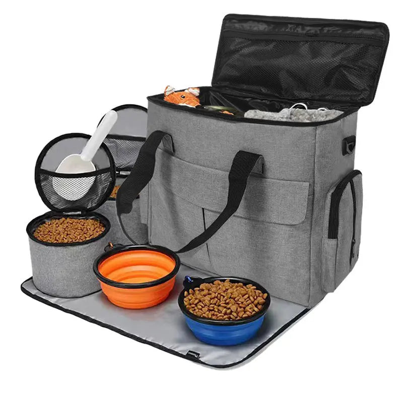 Foldable Pet Food Backpack With Portable Crossbody Snack Pouch