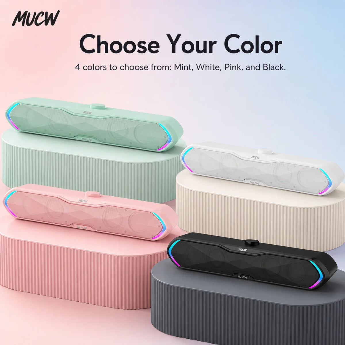 MUCW Bluetooth USB Gaming Soundbar With Stereo Speaker Audio