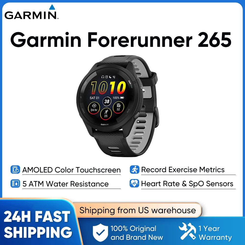 Garmin Forerunner 265 GPS Smartwatch With AMOLED Training Metrics