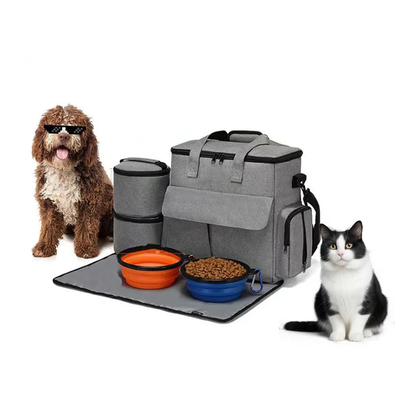 Foldable Pet Food Backpack With Portable Crossbody Snack Pouch