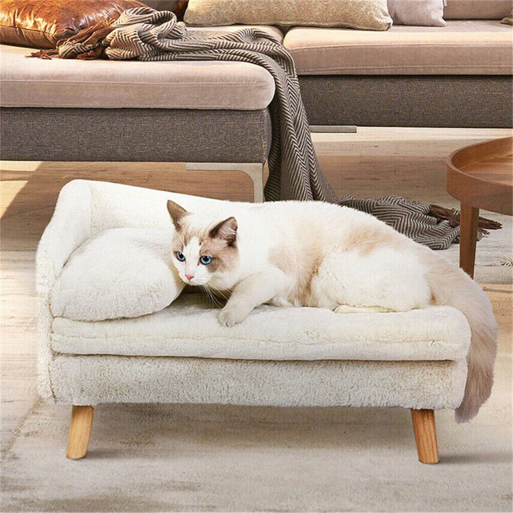 BORWART Elevated Dog Sofa Bed With Plush Cushion And Backrest