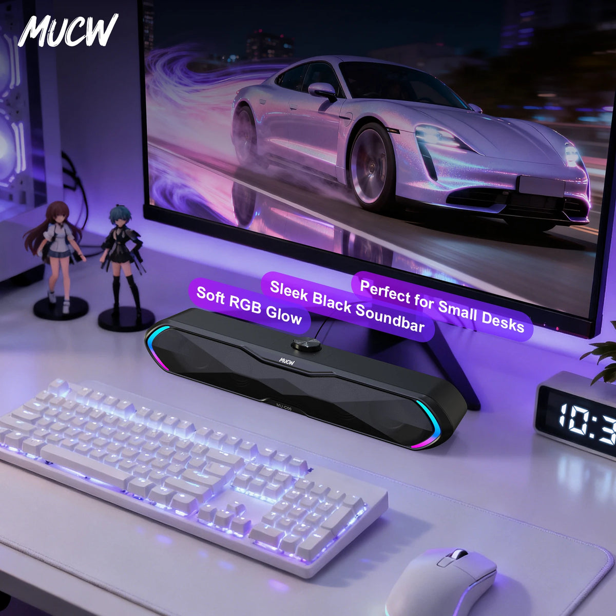 MUCW Bluetooth USB Gaming Soundbar With Stereo Speaker Audio