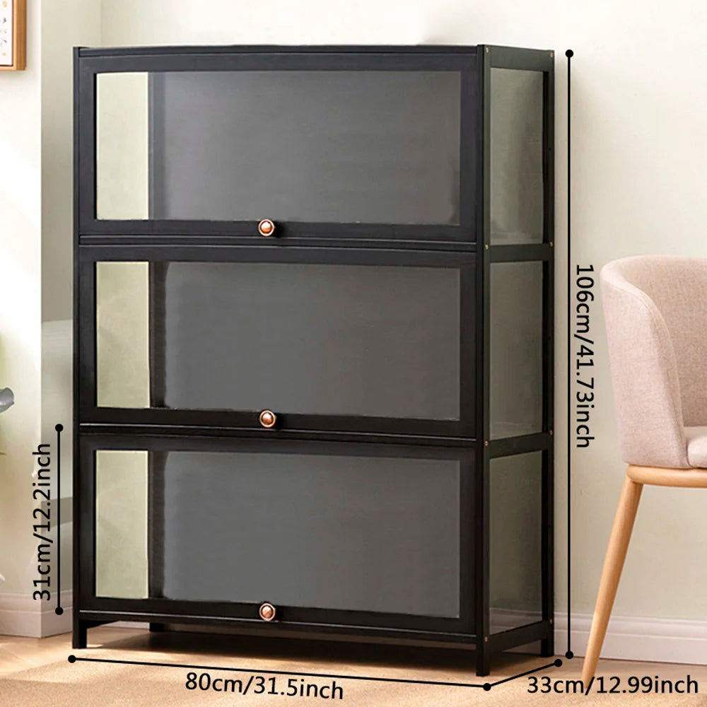 Black 3 Door Acrylic Display Case for Anime Figures Collectibles Detachable Shelves Dustproof US Stock