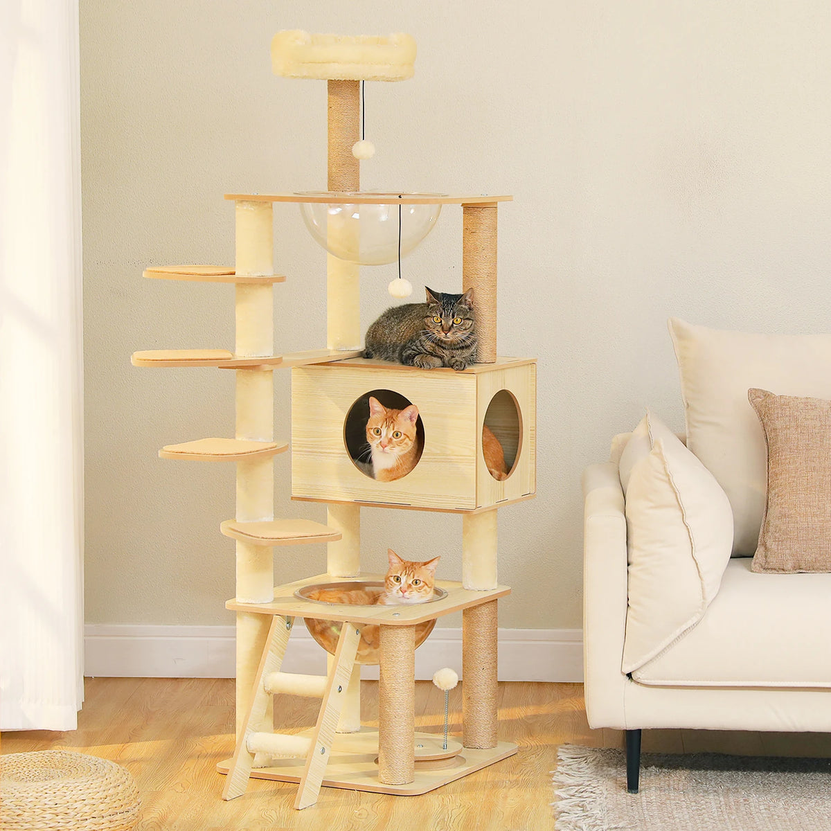 PAWZ Ro Multi Level Cat Tree Indoor Wood Tower Scratcher