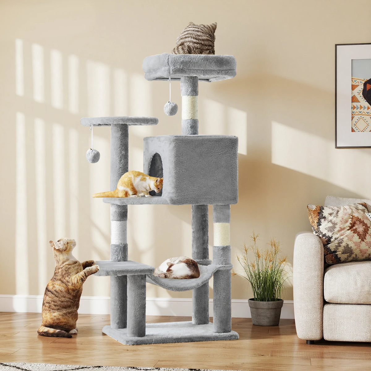 JHK Cat Tree Tower For Indoor Cats Multi Level Sisal Scratching Posts