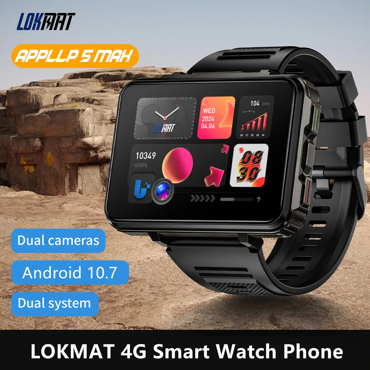 LOKMAT Android Watch Phone With 4G Calls And Dual Cameras