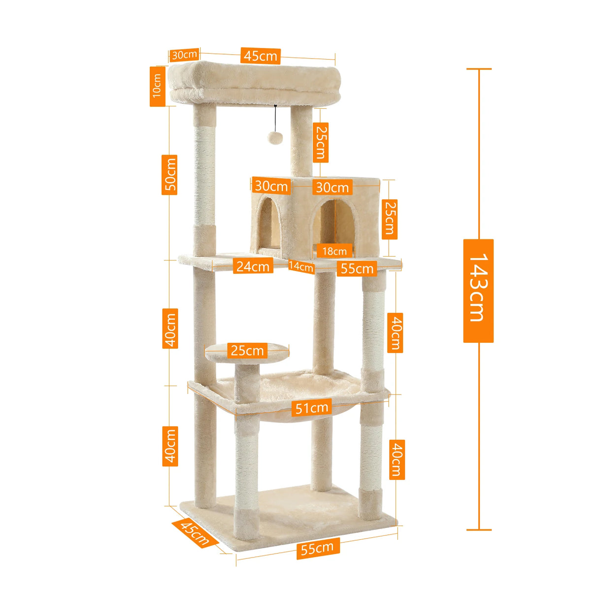 PAWZ Road Indoor Cat Tree With Hammock And Scratching Posts