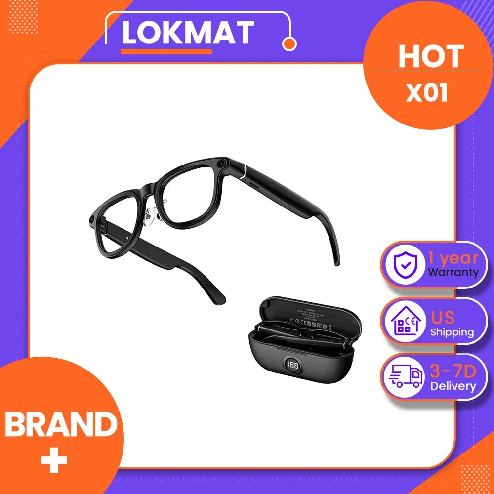 LOKMATAI X01 Smart Bluetooth Camera Glasses With Open Ear Audio