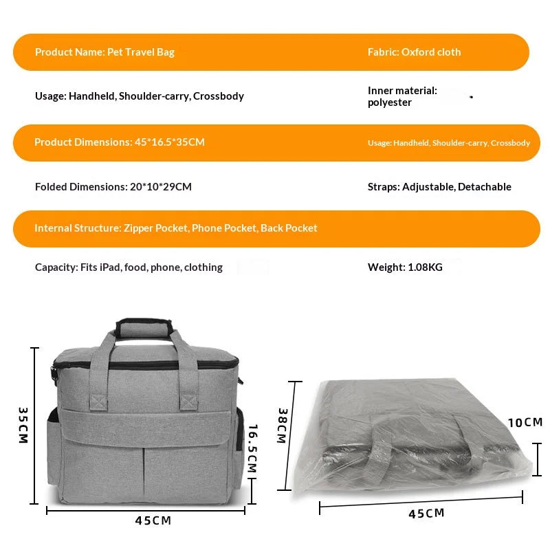 Foldable Pet Food Backpack With Portable Crossbody Snack Pouch