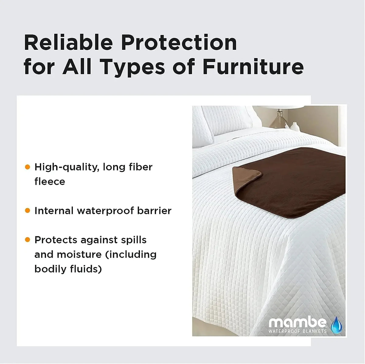 Mambe Waterproof Reversible Washable Pet And Incontinence Throw Blanket